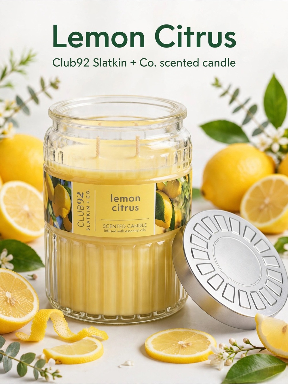 Lemon Citrus Scented Candle — Yellow
